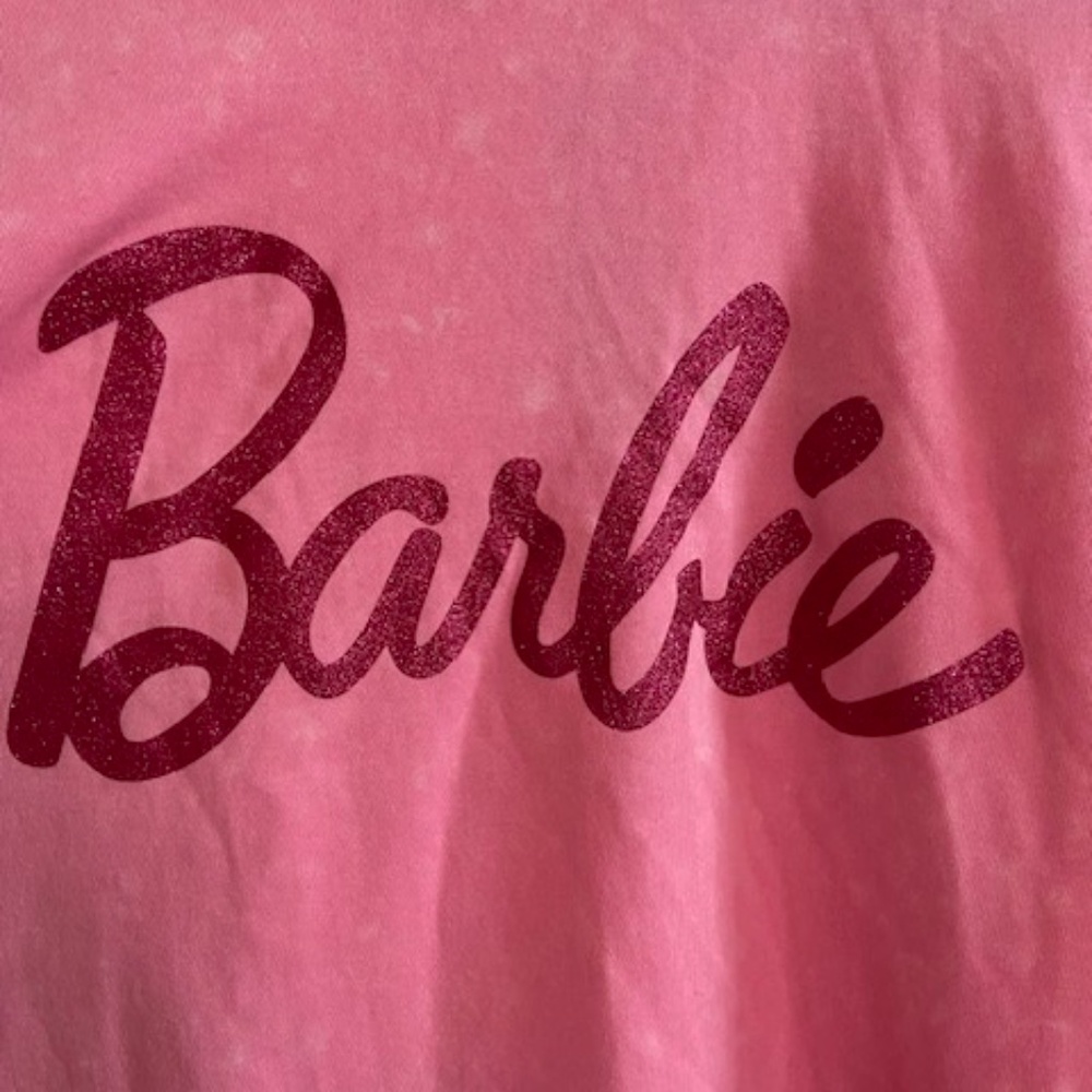 NEW pink Barbie sweatshirt ladies' size Large L. Official Barbie movie shirt NWT - Picture 3 of 8